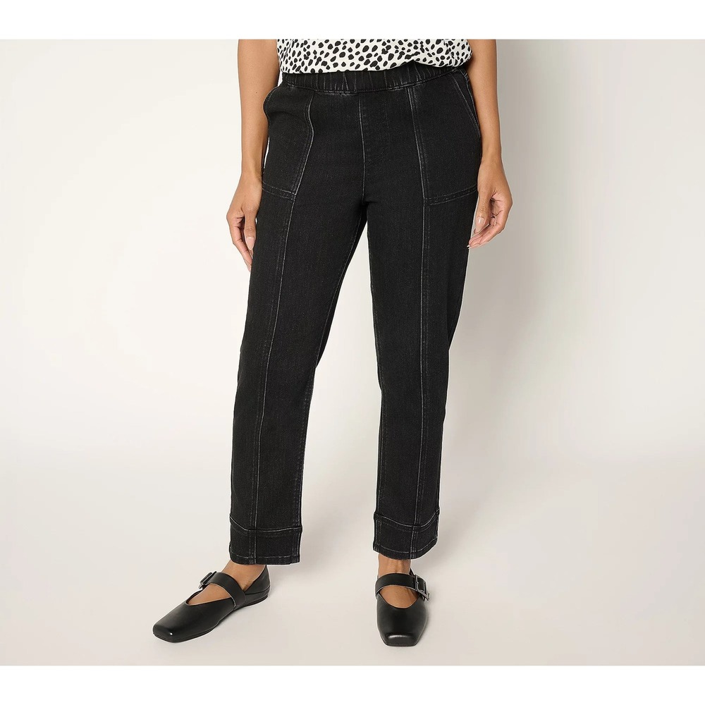 LOGO by Lori Goldstein Regular Black Tapered Leg Ankle Jeans Black 10